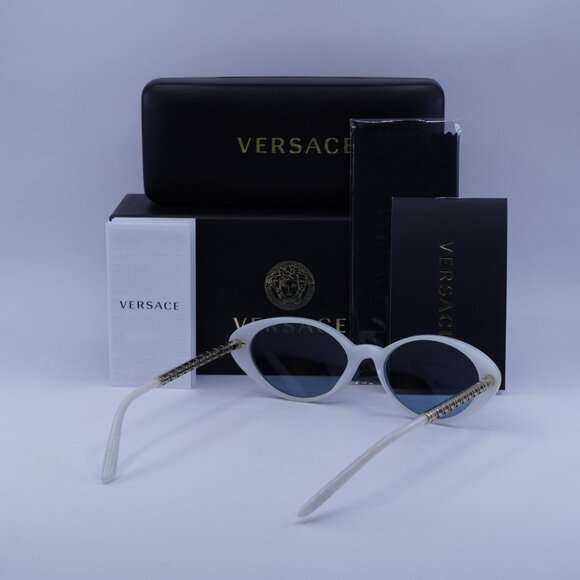 Versace VE4469 547172  Sunglasses White/Gold Oval Frame, Blue Lenses - Picture 11 of 11